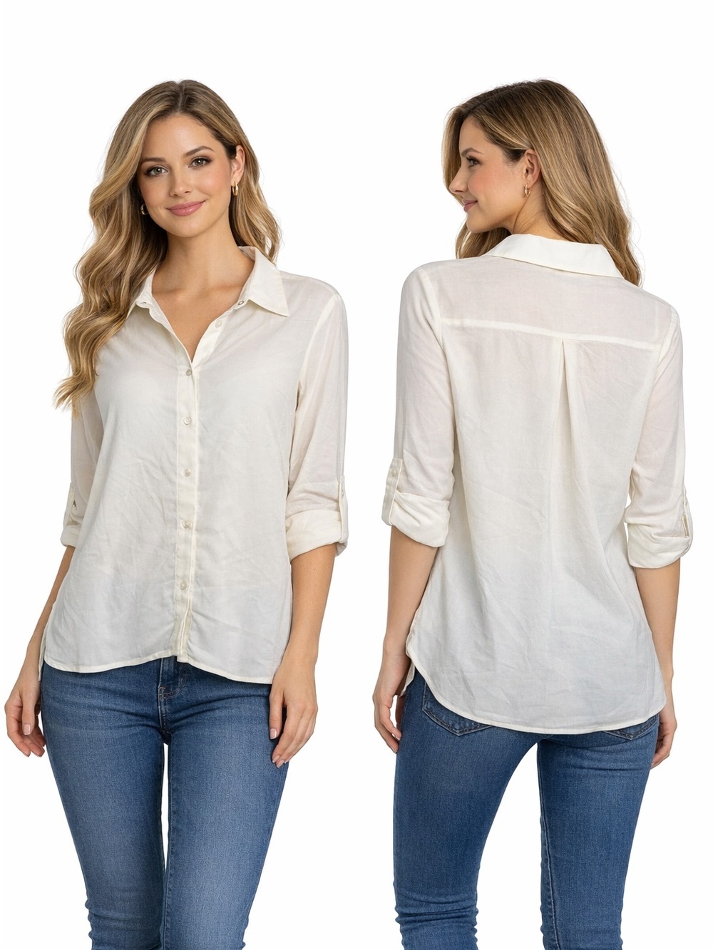 Metaphor Snap Front 3/4 Sleeve Blouse NWT XS